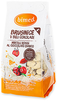Brusnice v beli čokoladi 200 g