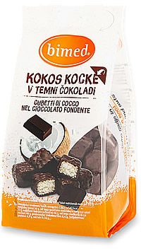 Kokos kocke v temni čokoladi 200 g
