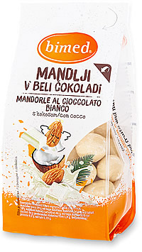 Mandeljni v beli čokoladi s kokosom 200 g